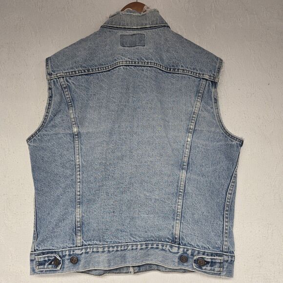 Vintage Levi Stonewash Jean Vest 507 USA Made 80s Rock Punk Country Denim Motor - Picture 4 of 8